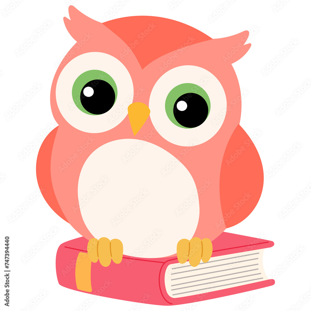 happy cute owl with book illustration happy cute owl with book illustration