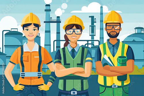 Engineer construction industrial factory manufacturing workers