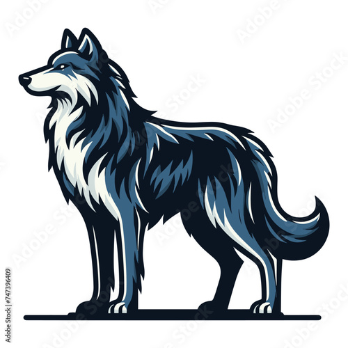 Wild wolf dog full body design vector illustration  animal wildlife template isolated on white background