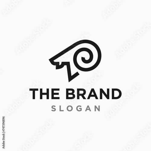 simple goat line icon logo vector design, modern lamb logo pictogram design. Goat line icon logo vector design, pictogram design of ram.