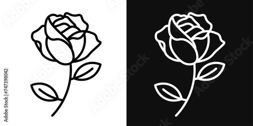 Rose Flower Icon Set. Vector Illustration