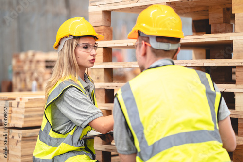 Man and woman workers with ...