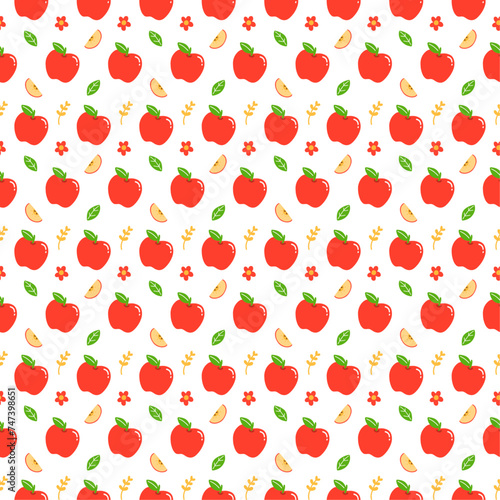 Apple seamless pattern design, Cute background cartoon pattern, Modern vector illustration for textile, cloth, fabric, wrapping paper and print.
