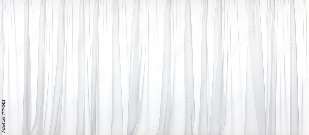 Obraz premium A white curtain is elegantly displayed against a plain white background. The fabric appears crisp and clean, creating a simple yet stylish visual impact.