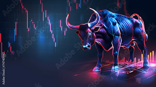 bull market and stock candle chart in digital technology background  uptrend in stock or currency market