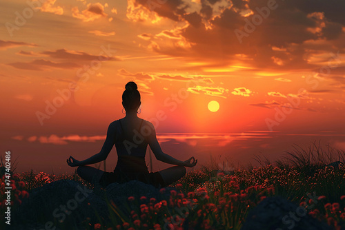 meditation, meditation in the sunset, person meditation, yoga, yoga in the lotus position