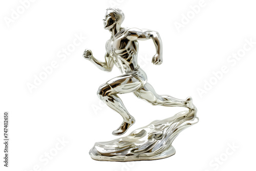 Silver Runner Sculpture Isolated on White Background 