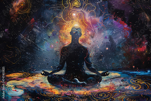 meditation, meditation in the sunset, person meditation, yoga, yoga in the lotus position © fadi