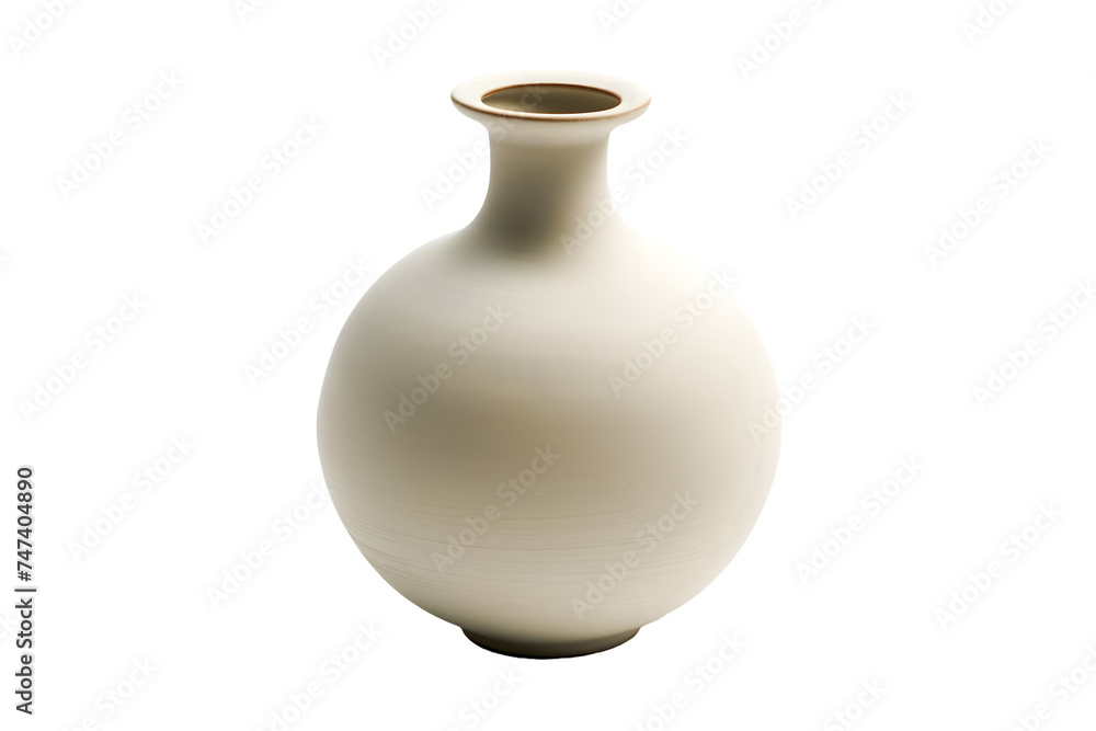 Minimalist White Ceramic Vase Isolated on White Background
