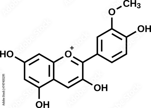 Peonidin structural formula, vector illustration 