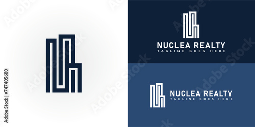 abstract initial letter NR logo in deep blue color isolated in blue and white backgrounds applied for real estate business logo also suitable for the brand or company that have initial name NR or RN