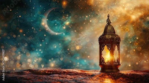 lantern ramadan with space background photo