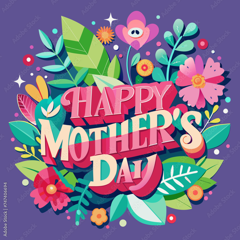 Happy Mothers Day Beautiful Design illustration with Text