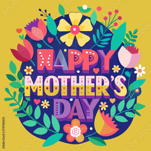 Happy Mothers Day Beautiful Design illustration with Text