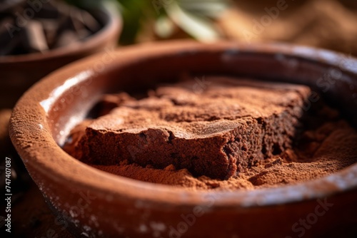 Wallpaper Mural Refined brownie in a clay dish against a pastel or soft colors background Torontodigital.ca