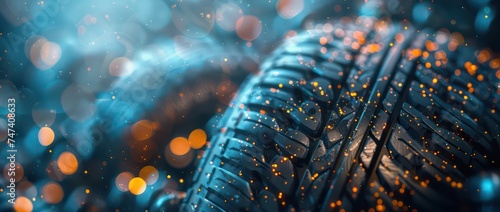auto tire road image on realistic compositions golden light hour photo