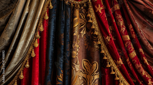 A celebration of sacrifice and faith adorned with rich velvet curtains and golden ornaments.