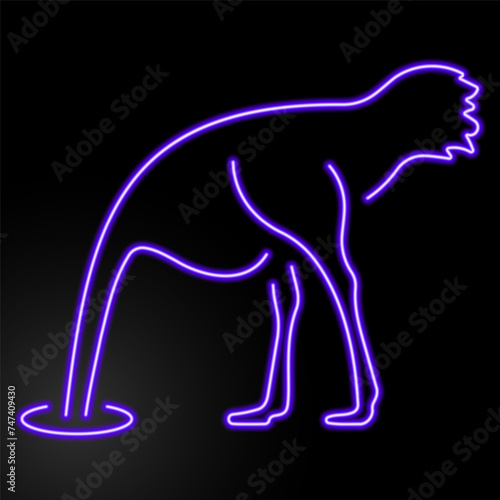 ostrich neon sign, modern glowing banner design, colorful modern design trend on black background. Vector illustration. © Oleh