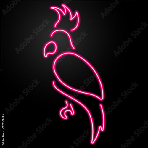 parrot neon sign, modern glowing banner design, colorful modern design trend on black background. Vector illustration.