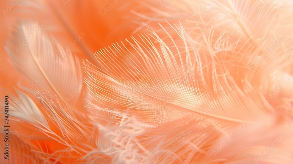 Close up of Peach color feather Abstract background texture. Close up of Peach color feather Abstract background texture.