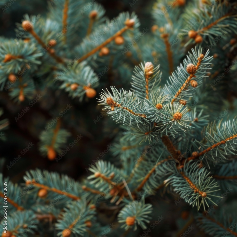 Close-up view of beautiful coniferous trees.