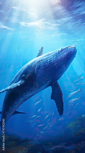 Blue Whale swimming in ocean, Underwater Creature © CREATIVE STOCK