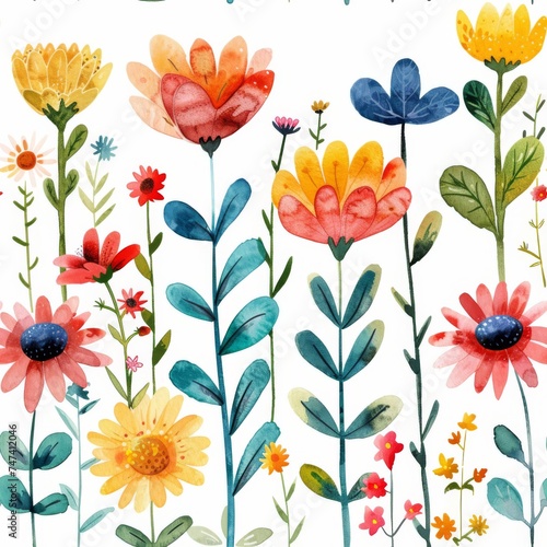 cute watercolor floral pattern. ai generated