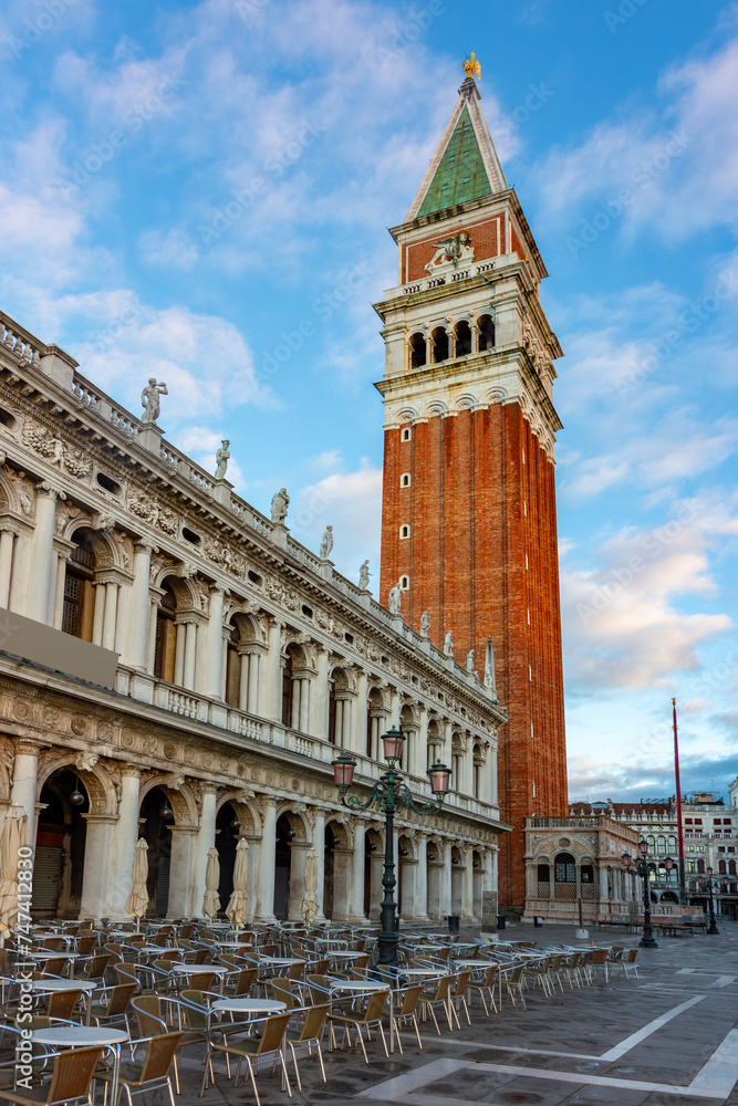 Campanile tower on St. Mark's square in Venice, Italy