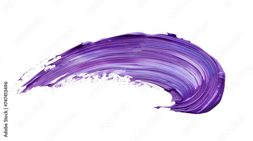 Close up curve violet or purple brushstrokes oil painted abstract background forming a lettering area isolated on white background. copy space, wallpaper, presentation, mockup.