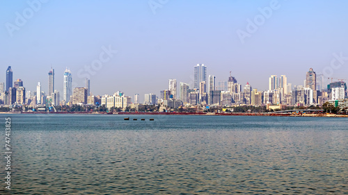 Famous Mumbai skyline along Marine Drive  Mumbai  India.