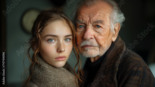 Portrait of a young girl and her old grandfather. © Andrea Raffin