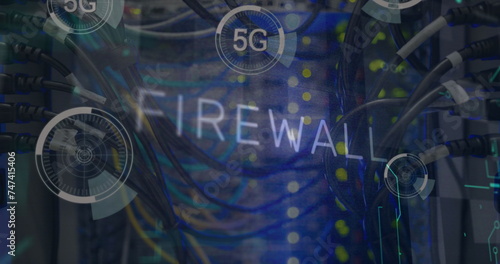 Image of 5g and firewall over server wires