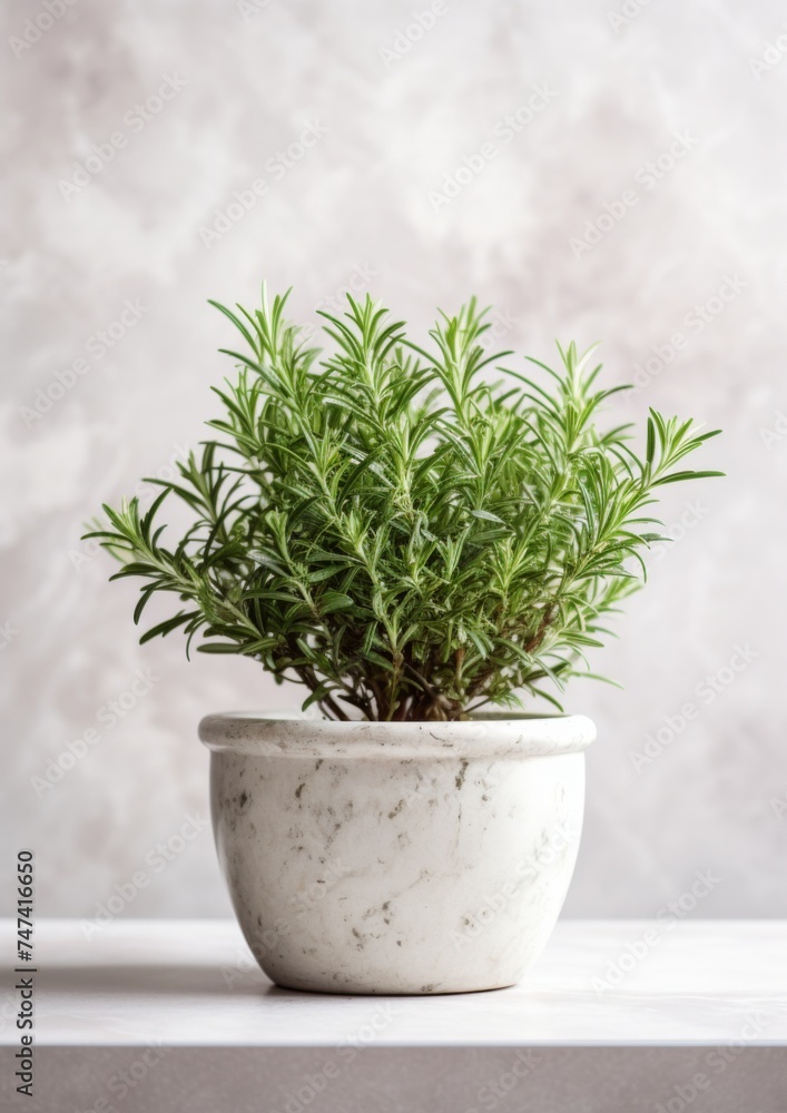 Fresh rosemary planted in a flowerpot on a light background. Fresh rosemary planted in a flowerpot on a light background.