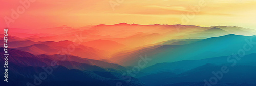 Sunset over mountains background