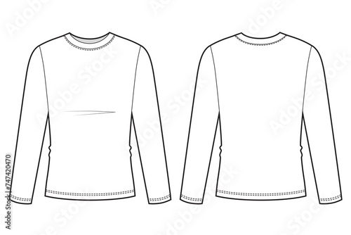 Front and back view of long sleeves shirt, fitted silhouette
