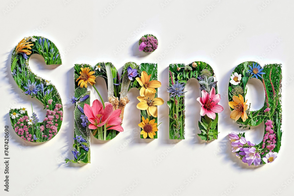 Spring Text with Mixed Flowers