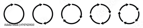 rotation icon collection, circle arrow icon. refresh icon, reload icon. circular arrow icon vector illustration photo