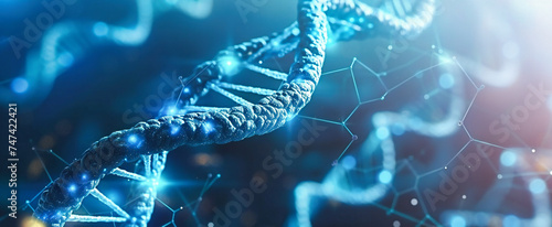 Genetic Biotechnology Concept, DNA Helix Structure, Science and Medical Research Background photo