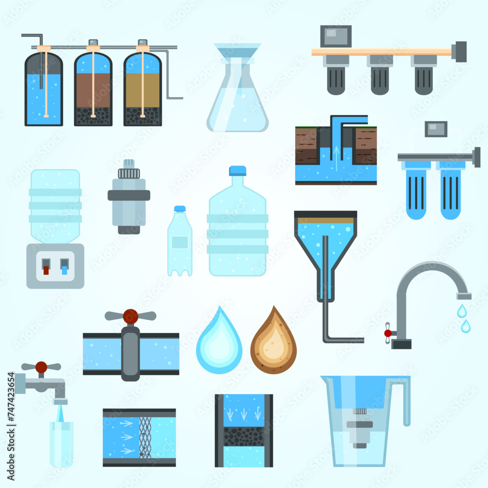 water filtration icon set water filtration icon set