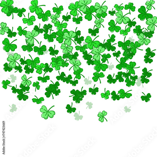 doodle shamrock or clover leaves flat design green backdrop pattern vector illustration