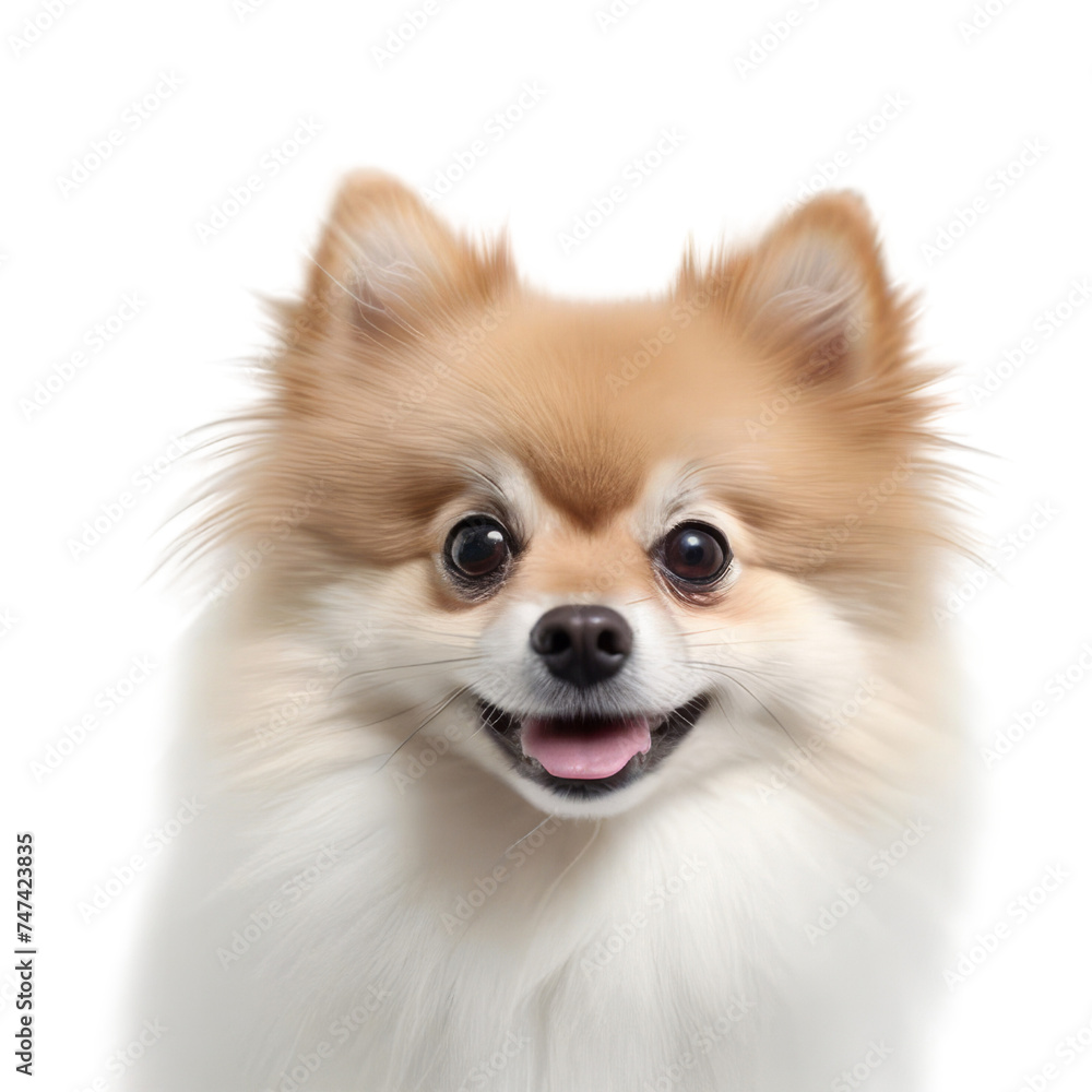 Cute Pomeranian breed dog isolated on transparent background,
