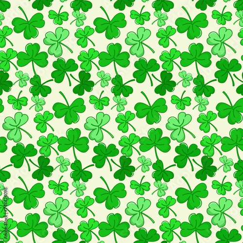 shamrock clover seamless background flat design green background in st patrick's day
