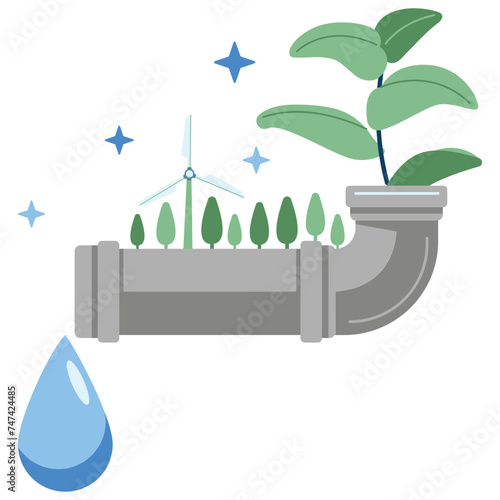 Save water and protect nature  2D Illustrations