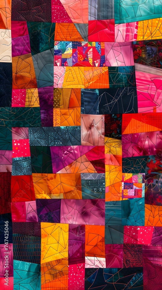 Vibrant Geometric Patchwork Quilt Artwork Vibrant Geometric Patchwork Quilt Artwork