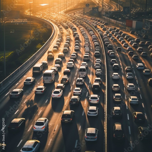 Car traffic moving on highway, aerial view © CREATIVE STOCK