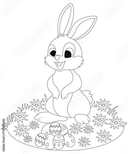easter bunny coloring page vectore art line art outline art © NahidulIslam