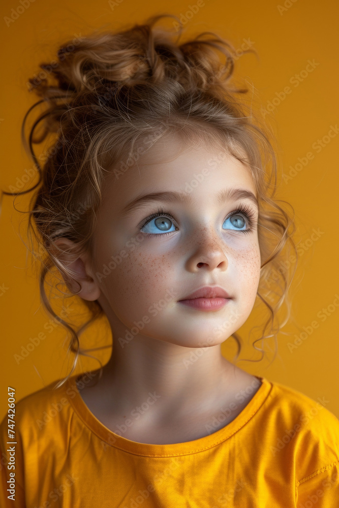 A thoughtful and pretty girl in a portrait, expressing curiosity with a hint of sadness. A thoughtful and pretty girl in a portrait, expressing curiosity with a hint of sadness.