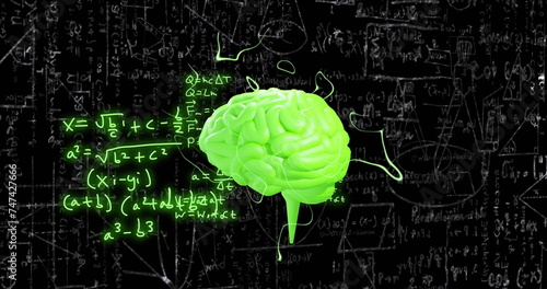 Image of human brain and mathematical data processing