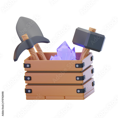 Tool Box Mineral Mining 3D Illustrations