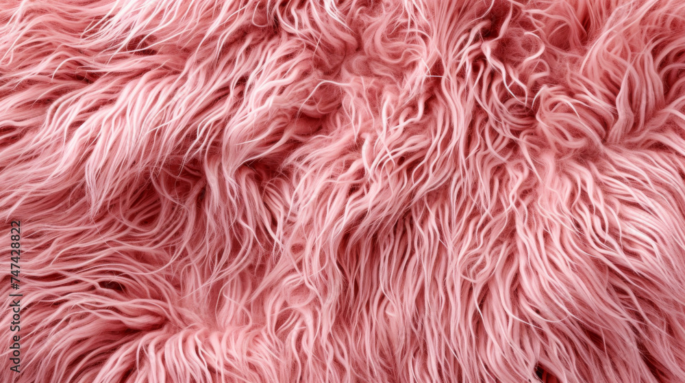 Fototapeta premium A soft and velvety pink fur texture, adorned with delicate fibers, creating a luxurious and inviting surface.